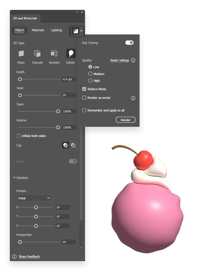 Apply Illustrator 3D Bloat effect