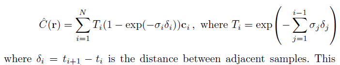 Equation 3 of the paper used for volume rendering