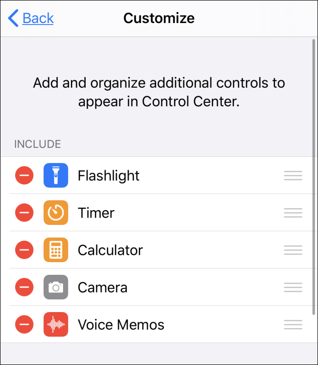 Voice Memos is added to Control Center in iOS