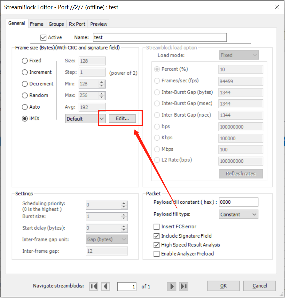 思博伦Spirent TestCenter设置iMIX帧