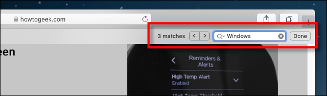 Find in page in Safari on Mac