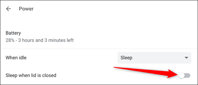 Toggle Sleep When Lid Is Closed to the Off position