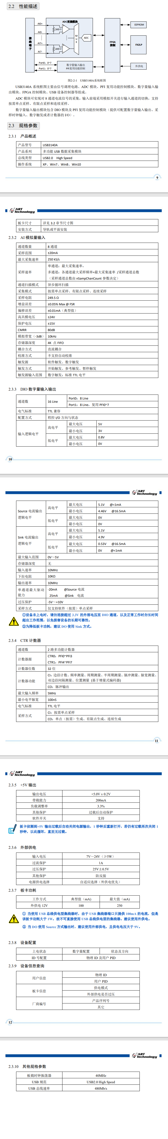 数据采集与控制 > USB采集卡 > USB3140A；8路模拟量电流输入通道，16bit分辨率，采样率高达250 kS/s，内置高精密转换电阻，可直接量测±20mA的电流信号；8路静态数字I/O。_过程控制_03