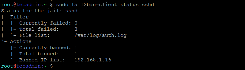 Fail2ban SSH Status Logs