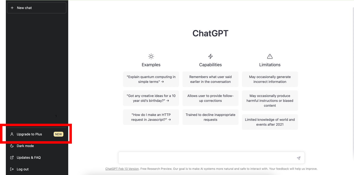 ChatGPT Upgrade to Plus