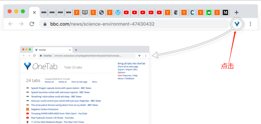 Chrome浏览器标签管理插件–OneTab