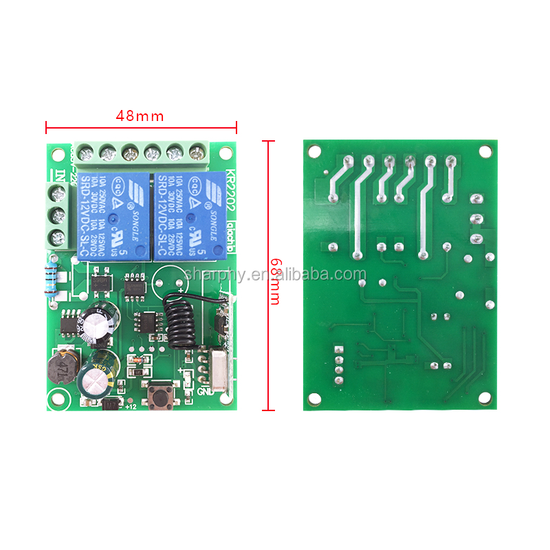 433 Mhz通用无线遥控开关AC 85V ~ 250V 110V 220V 2CH继电器接收器模块和RF 433 Mhz遥控器