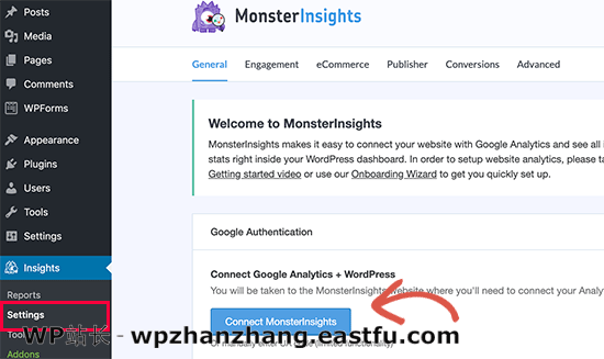 使用 MonsterInsights 连接 Google Analytics