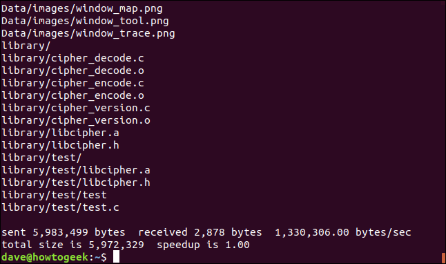 verbose output from rsync in a terminal window