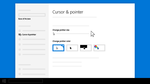 在“轻松使用”设置中更改光标或指针的大小。
