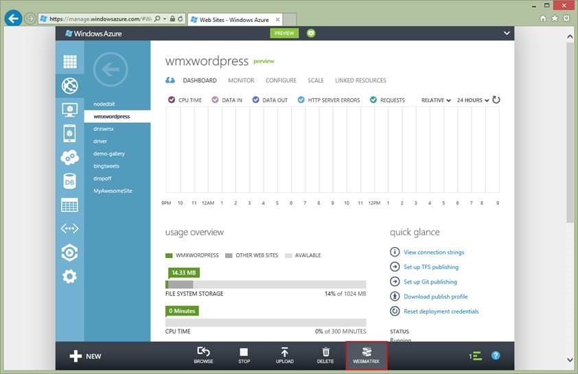 WebMatrix from Azure