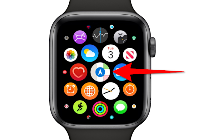 Apple Watch showing the Maps icon