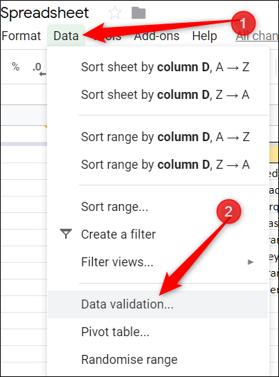 Click Data, and then click Data Validation.