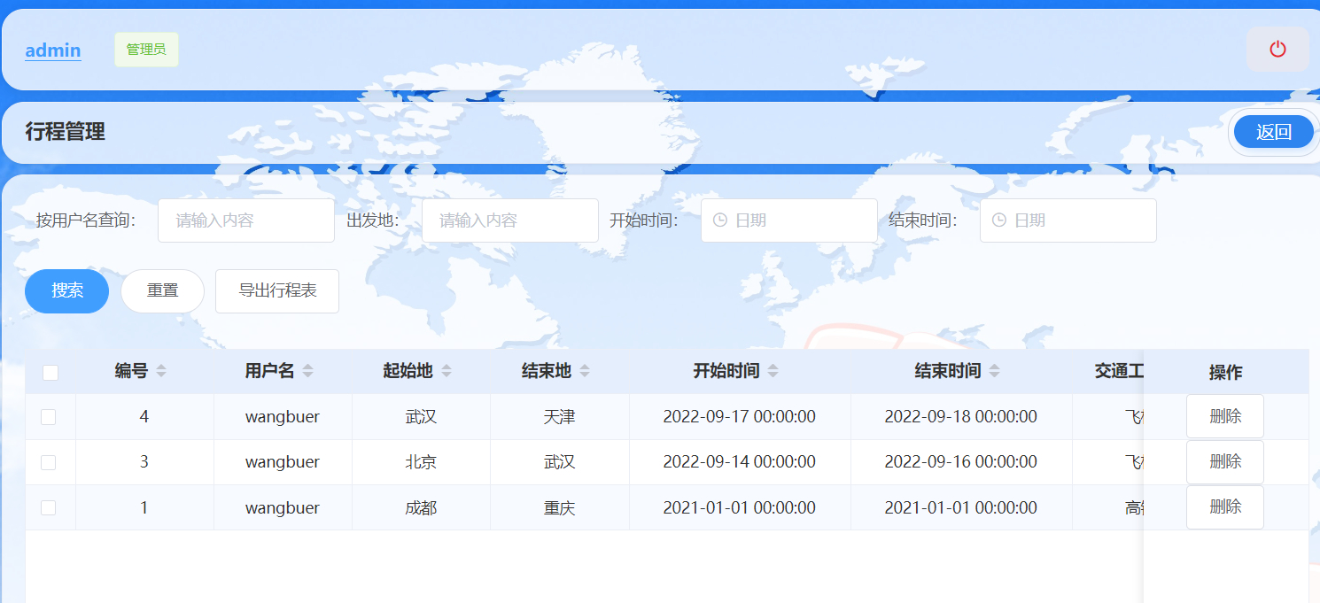 管理员-行程管理