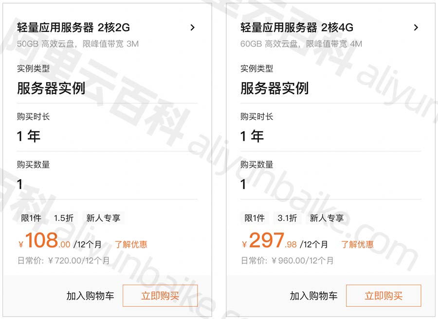 阿里云轻量应用服务器优惠价格