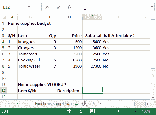 Excel 公式函数：学习基本示例