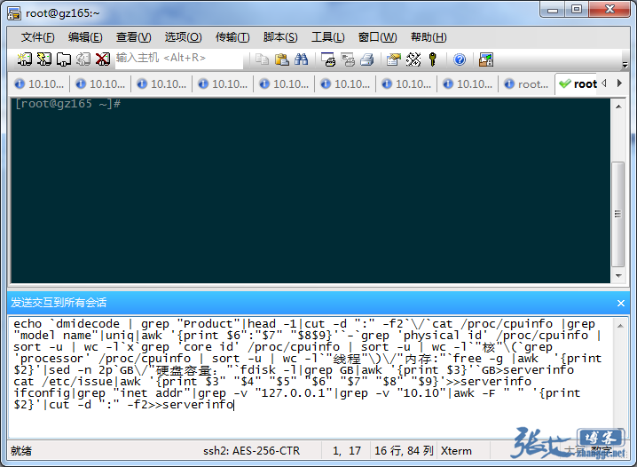 SecureCRT全局发送相同命令，快速抓取服务器信息的方法