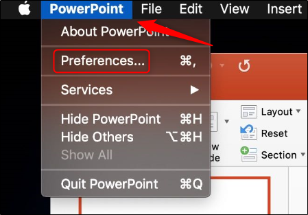 PowerPoint preferences