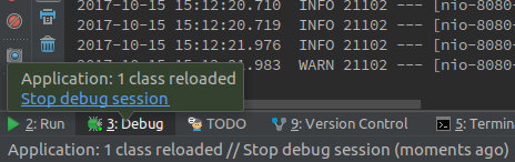 Successfully reloaded changed code in IntelliJ IDEA