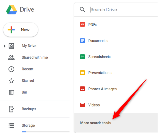 Click the search box, and then click "More Search Tools" to refine the search even further.