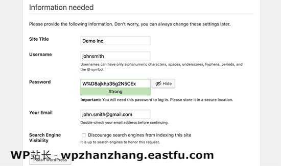 在 WordPress 安装期间设置您的网站