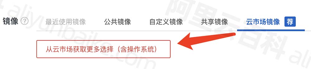 从云市场获取更多选择（含操作系统）