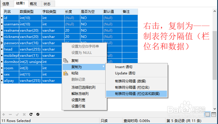 Navicat如何导出Excel格式表结构