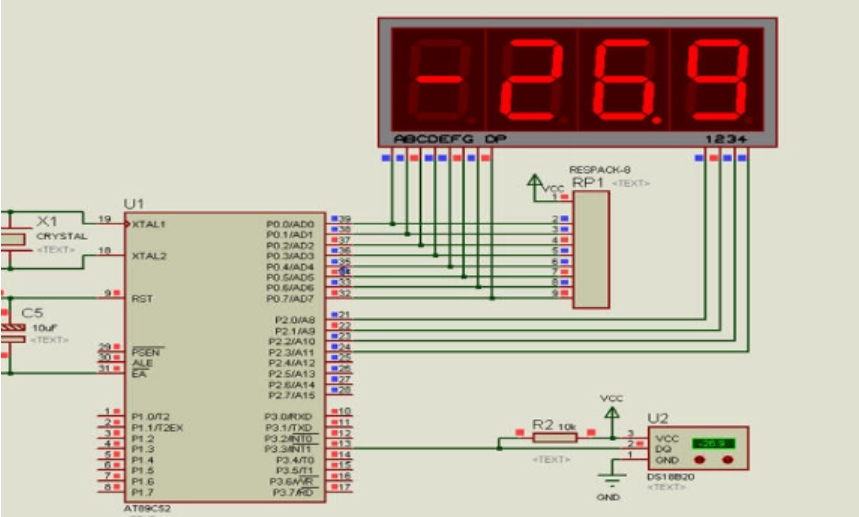 STC89C52+DS18B20实现环境温度检测(数码管显示温度)