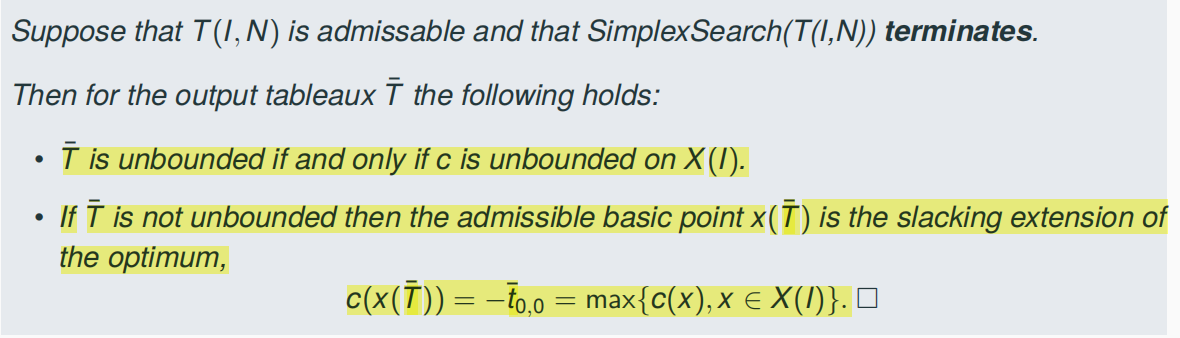 Correctness on inputs I = (m, n,A, b, c, z)