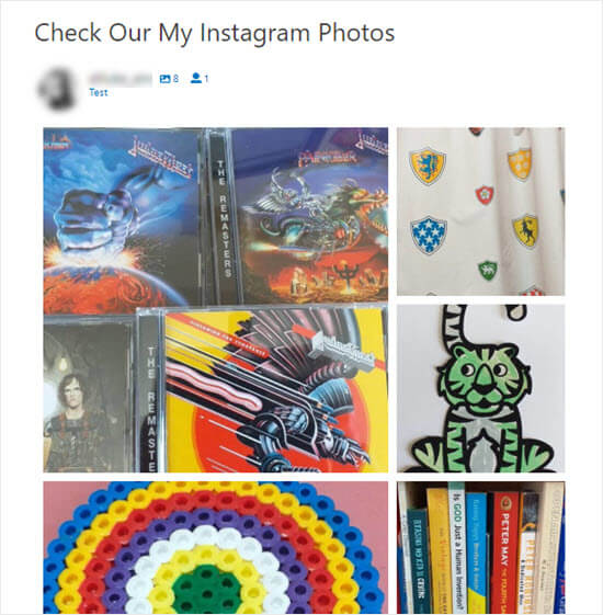 The Instagram photos on the site, arranged in a Highlight layout