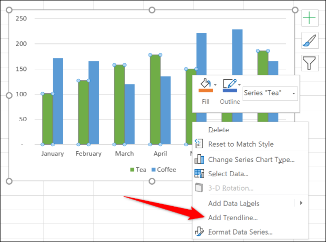 Select "Add Trendline" from the menu.