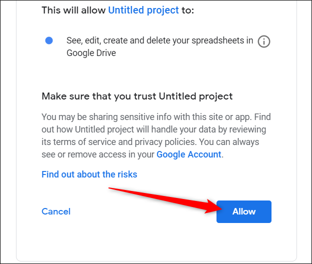 Review the permissions, then click Allow
