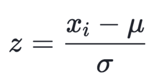 Formula for standardization of data