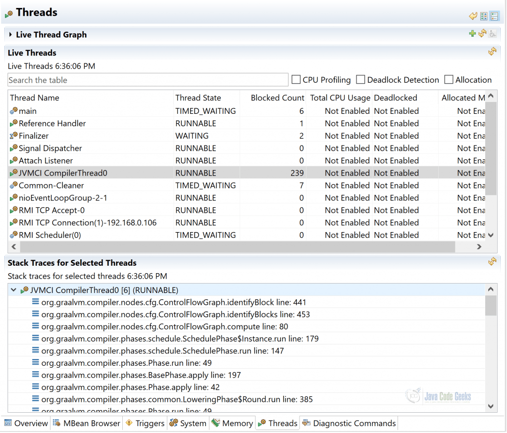 GraalVM for JVM-堆栈跟踪中的JVMCI编译器线程和GraalVM编译器