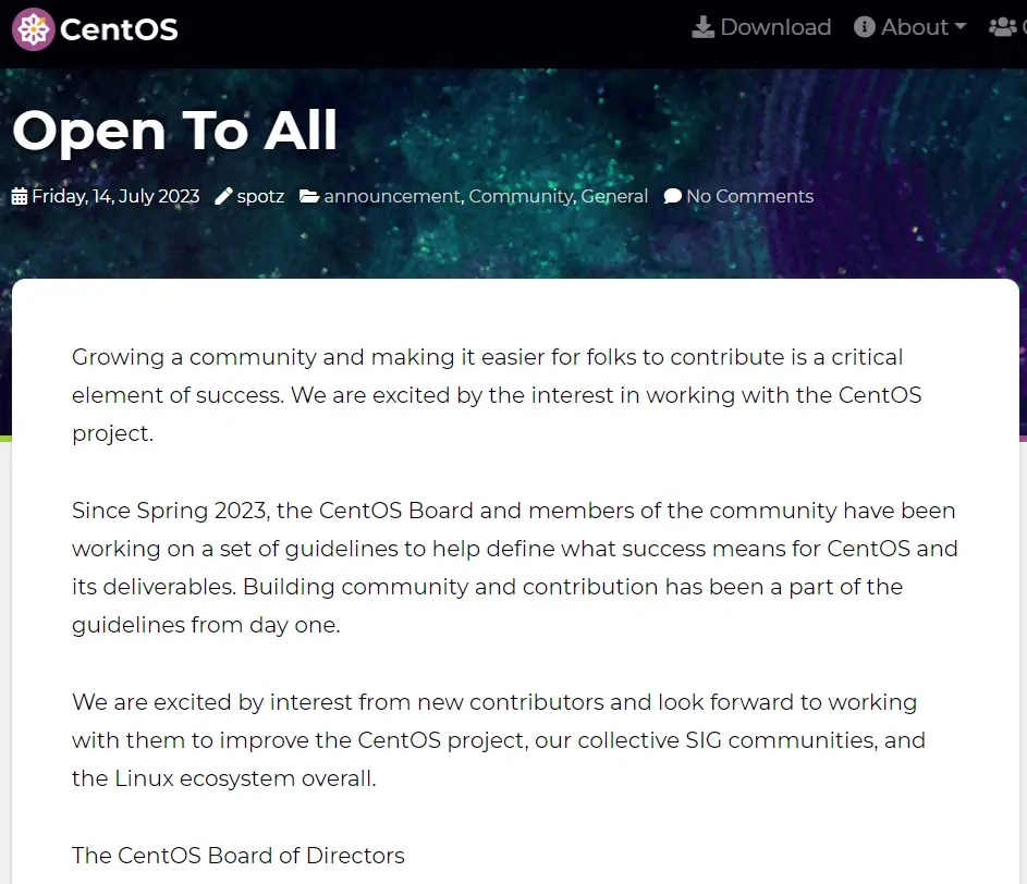 CentOS 项目作出声明，宣称自家 Linux 社区 “始终向所有人开放”CentOS 项目作出声明，宣称自家 Linux 社区 “始终向所有人开放”