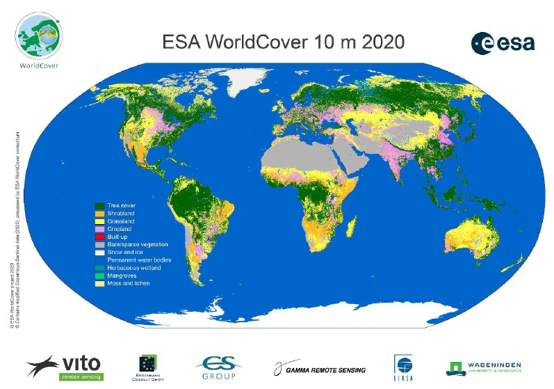 数据分享｜ESA_WorldCover_10m_2020: 2020年的10米土地覆盖数据（WorldCover v100）