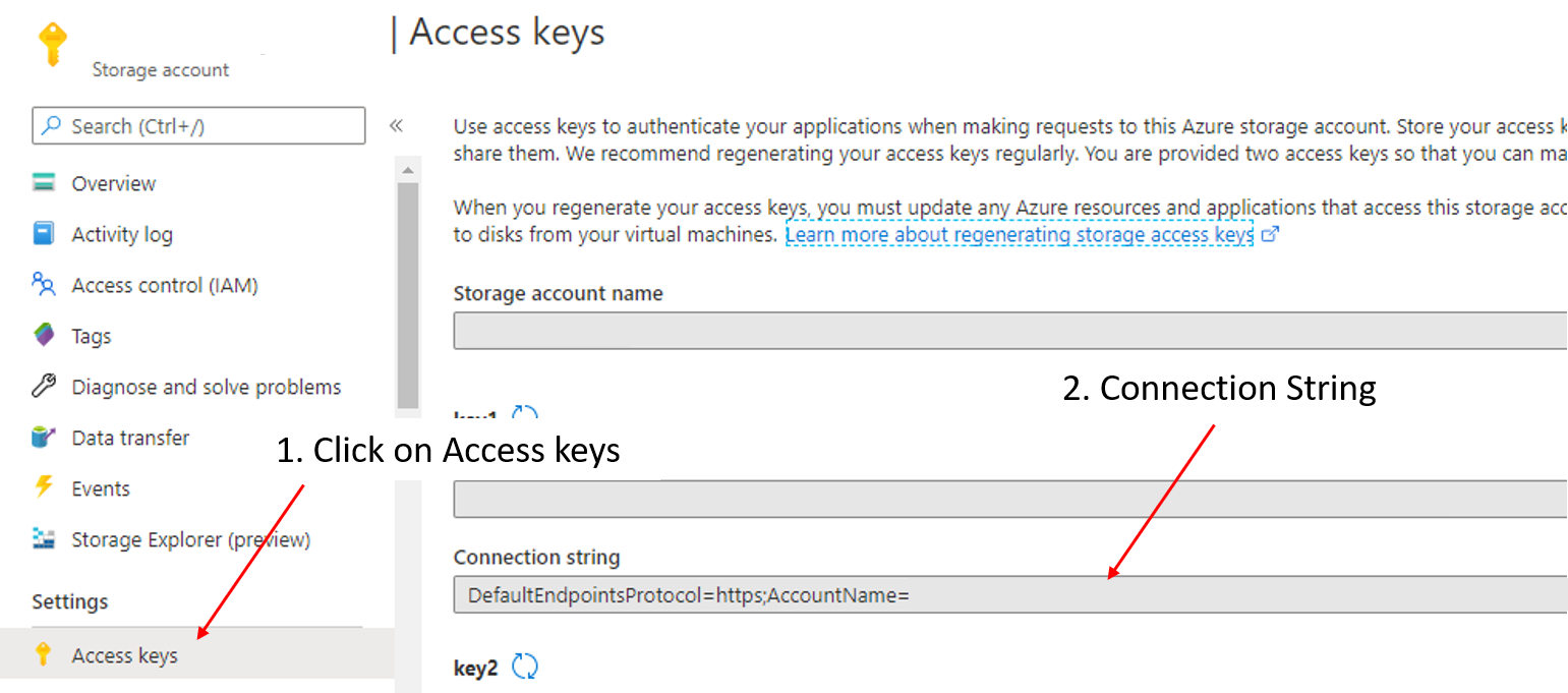 Azure Storage Account overview page.