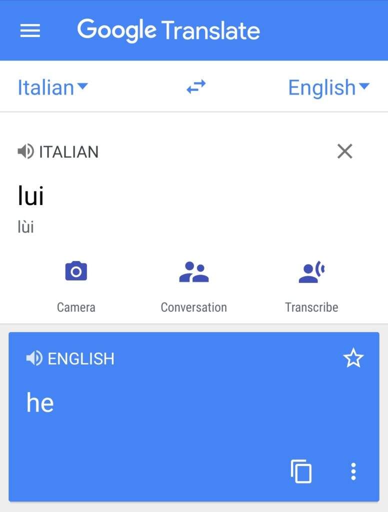 Lui在意大利语中的意思是英语中的“he”