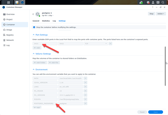 群晖（Synology）NAS 后台安装 Docker 后配置 PostgreSQL