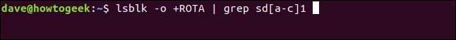 lsblk -o +ROTA | grep sd[a-c]1 in a terminal window