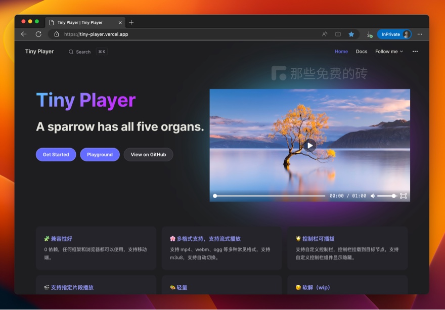 Sitio web oficial de Tiny Player