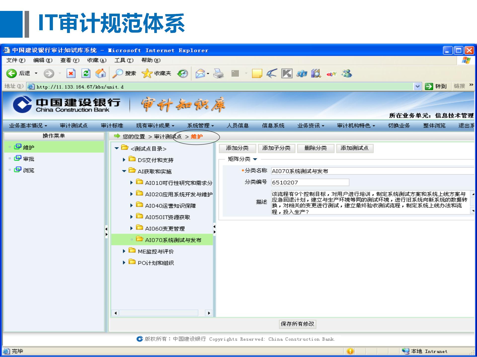 建设银行IT审计体系概况及实施策略