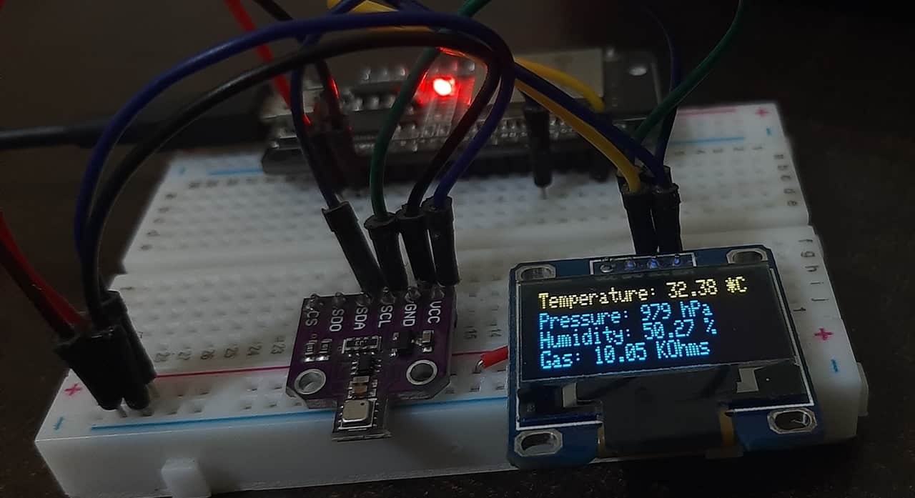 使用Arduino IDE的BME680 和 ESP32（气体、压力、温度、湿度）