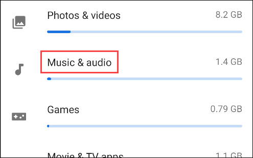 select a section from the storage overview