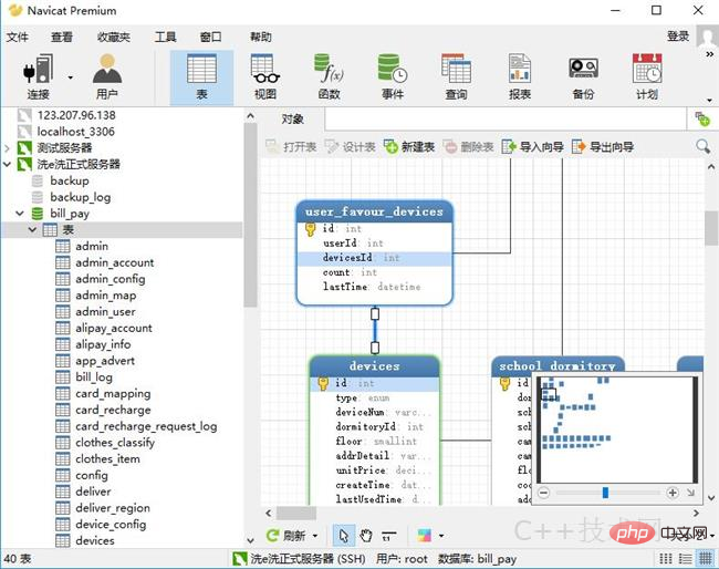 php数据关系图,如何利用navicat查看数据表的ER关系图