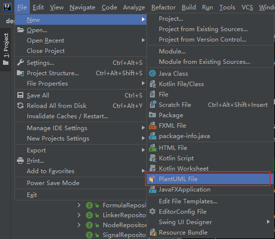 在IDEA中新建PlantUML文件