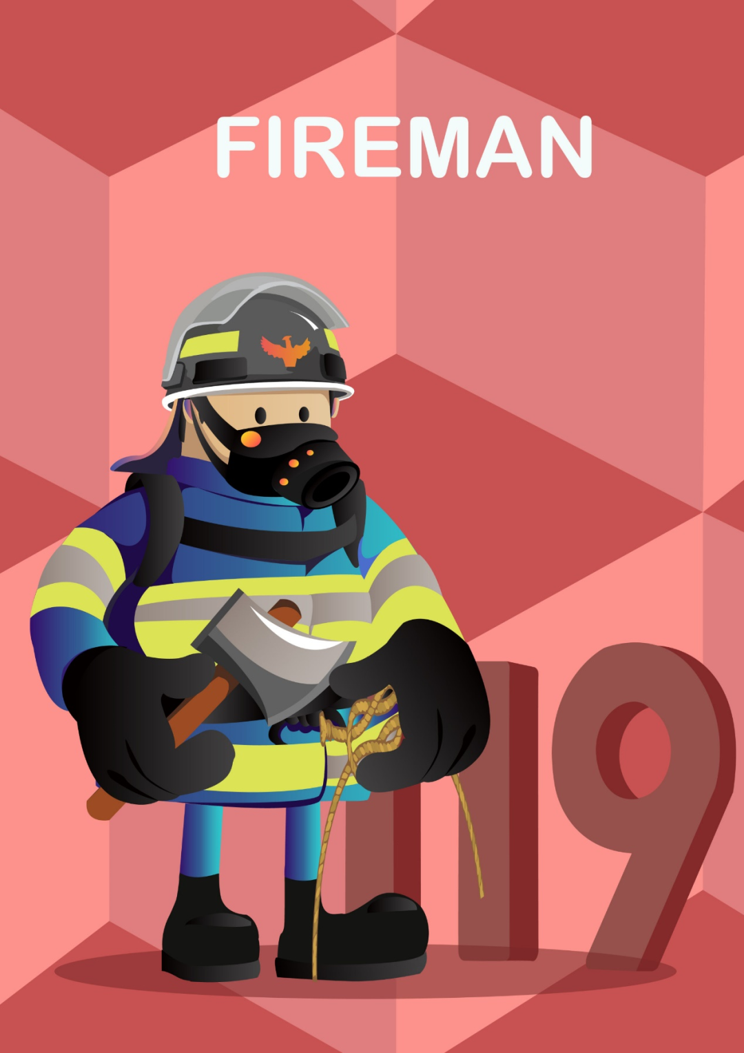 得力助手消防员的消防机器人奋战20天中国消防员卡通形象设计为你打个