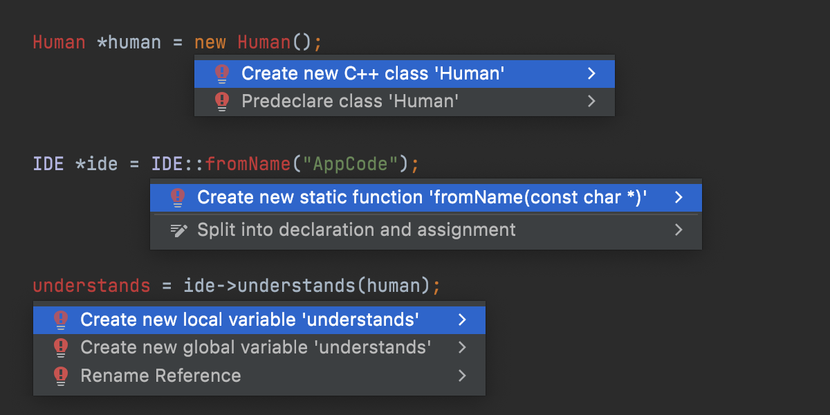 Create by usage in C++