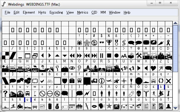 下载好后解压,把webdingsttf字体复制到里面,运行fontforge