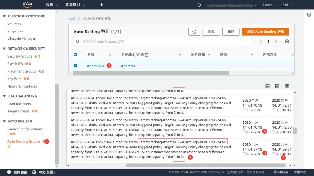 Auto Scaling Group 活动历史记录